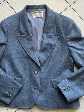 Jaeger Women's Gray Tailored Wool-Blend Blazer